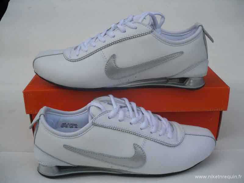 Hommes Nike Shox R2 Blanc Argent